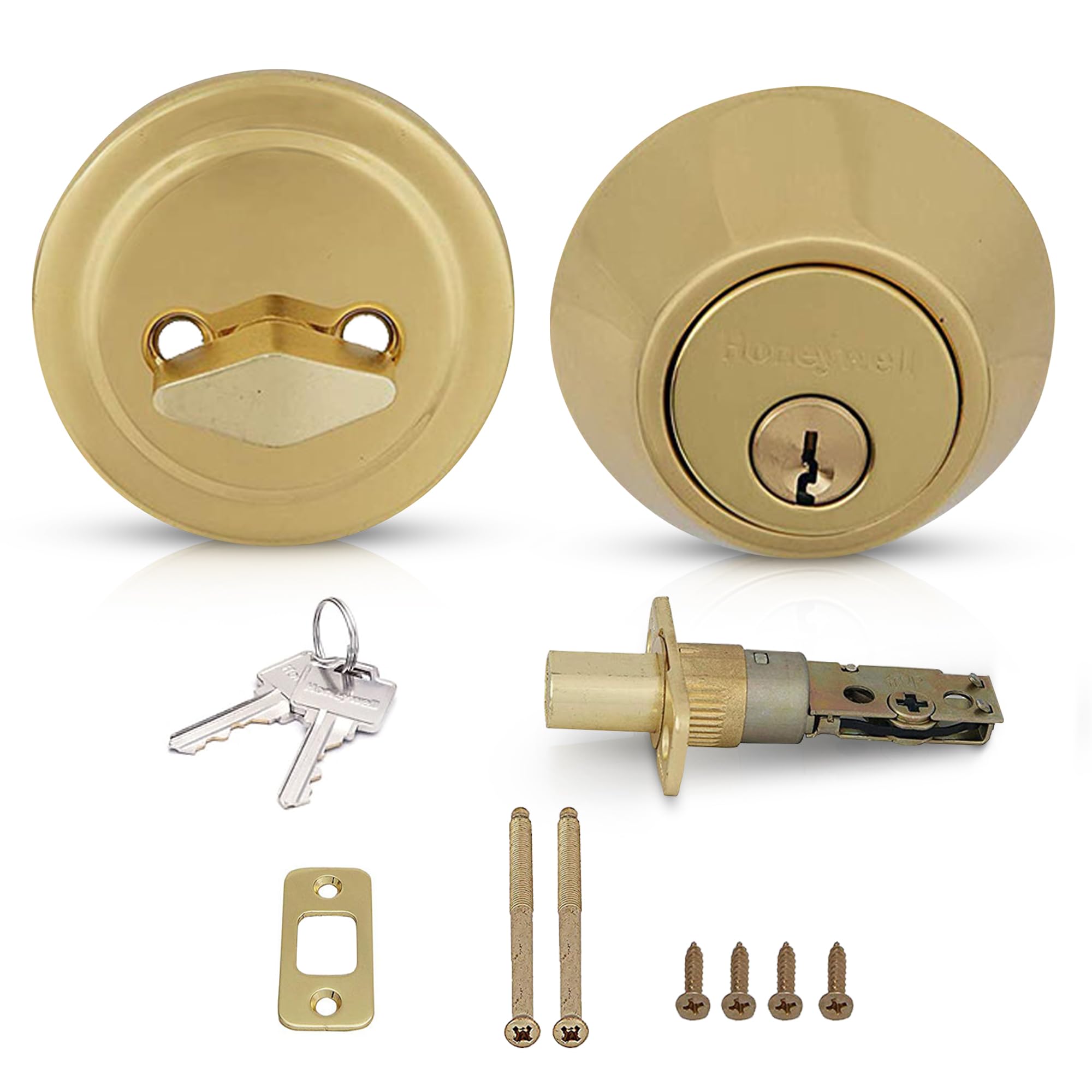 Honeywell 8111009 deadbolt, Polished Brass