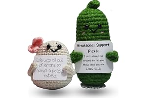 JoyChoi 2PCS Emotional Support Pickle and Mini Funny Positive Potato Crochet Dolls - Home and Office Decor Gifts for Women