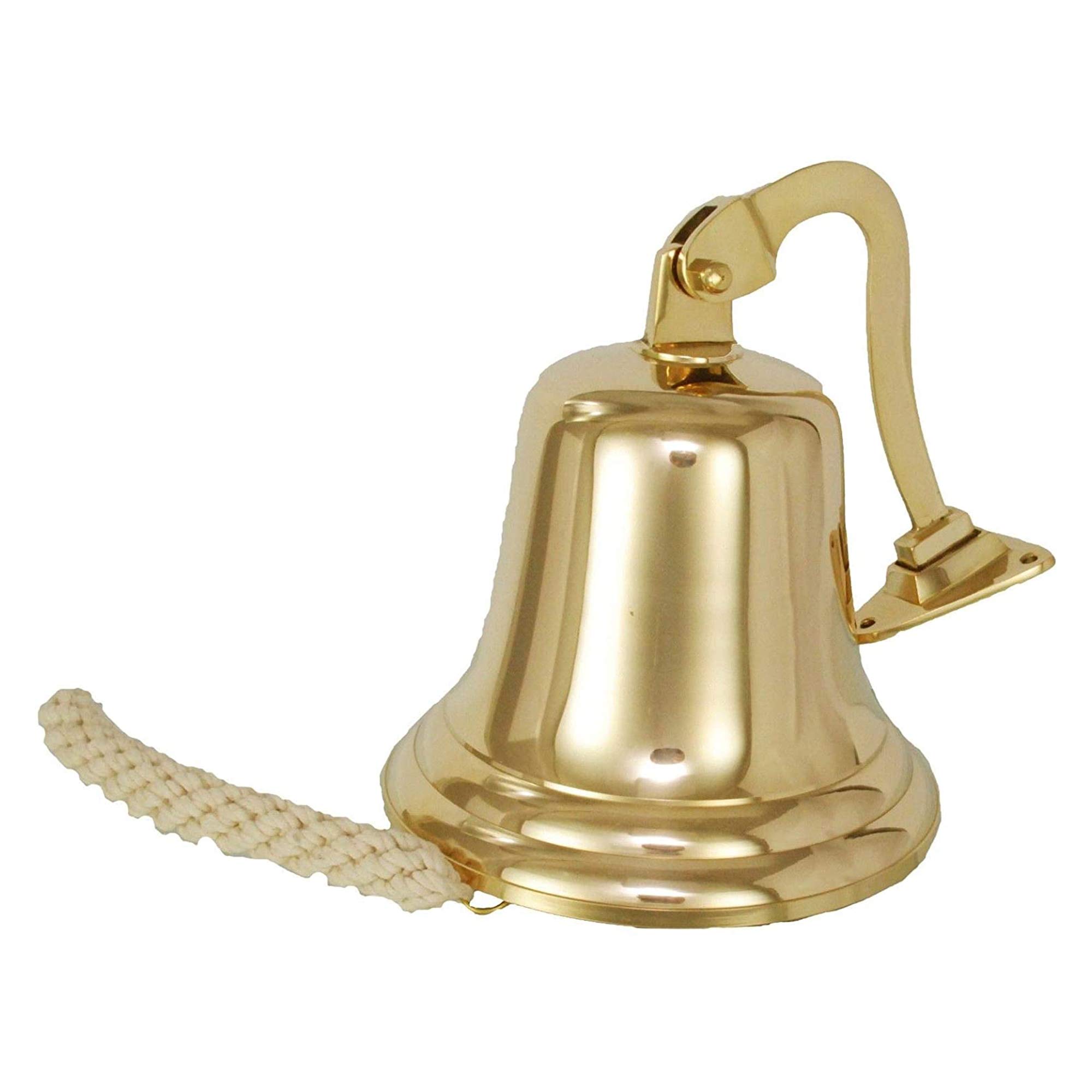 Neez Last Orders Bell - Wall Mounted Hanging Ship Bells For Service, Reception, School, Hotel, Bar, Pub, Boat - Brass Nautical Decor with Rope (6" Ship Bell)