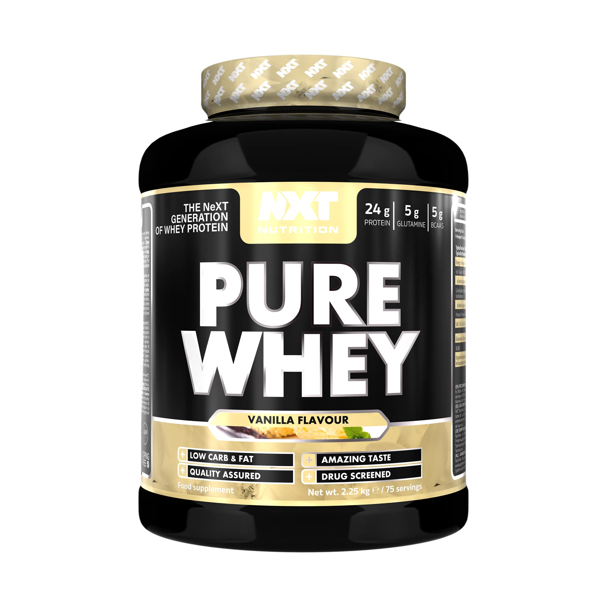 NXT Nutrition Pure Whey 2.25kg | Whey Protein | Muscle Growth and Recovery | 75 Servings | All Flavours | (Vanilla)