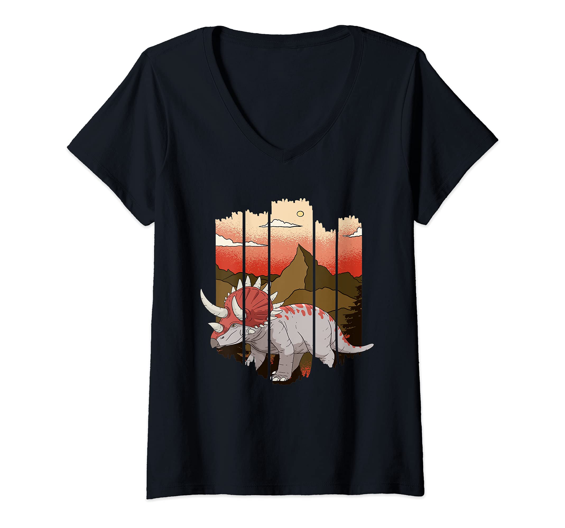 Womens triceratops Dinosaur Vintage Saurus V-Neck T-Shirt