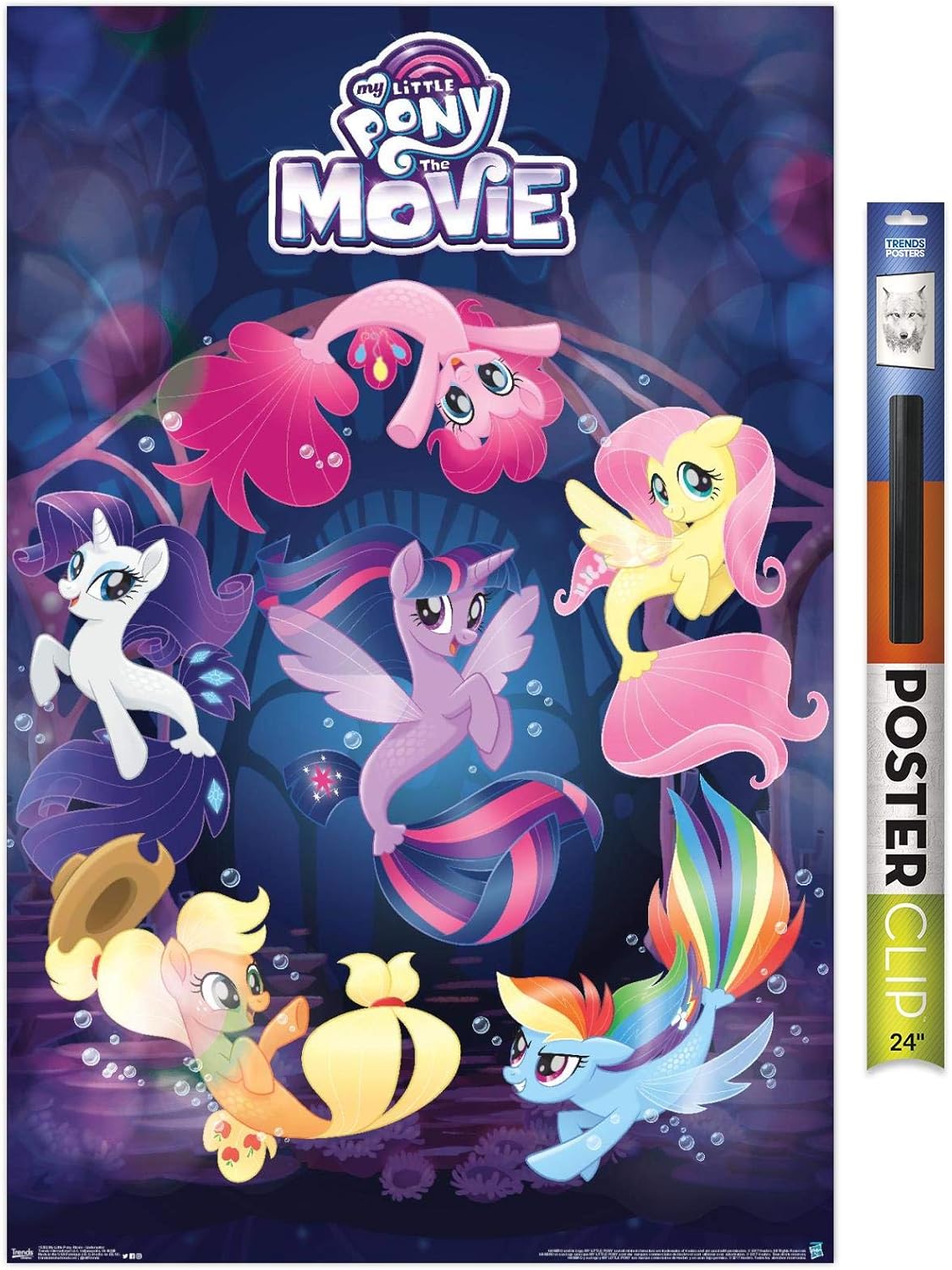 Trends International Poster Clip Hasbro My Little Pony Movie - Underwater, 22.375" x 34", Premium Poster & Clip Bundle