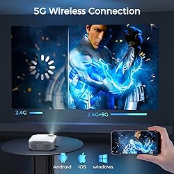 FUDONI Projector with 5G WiFi and Bluetooth, 12000L