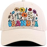 Tmsek Embroidered Washed Baseball Hat Unisex Flower Adjustable Baseball Cap for Women Gifts for Birthday Aniversary Retired