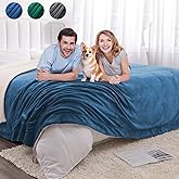 Waterproof Bed Blanket for Bed King Size 80''x90'', Water Proof and Stain Resistant Couch Blanket Soft Leakproof Plush Throw Blankets Fleece Protector Reversible Mattress(Blue)