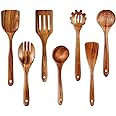 Mooues Wooden Spoons for Cooking, 7 Pcs Wooden Utensils for Cooking Natural Teak Wooden Kitchen Utensils Set