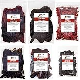 6 Pack Dried Chile Peppers Guajillo Ancho Pasilla Arbol Morita California | 4oz each Perfect for Mexican Recipes, Salsas, Moles &amp; Birria