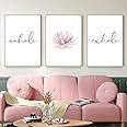 Inhale Exhale Wall Art Decor - Inhale Exhale Canvas Wall Art Zen Pictures Wall Art Yoga Pink Lotus Wall Art Meditation Poster Artwork for Living Room Bedroom 16x24 Inch (set of 3) Unframed