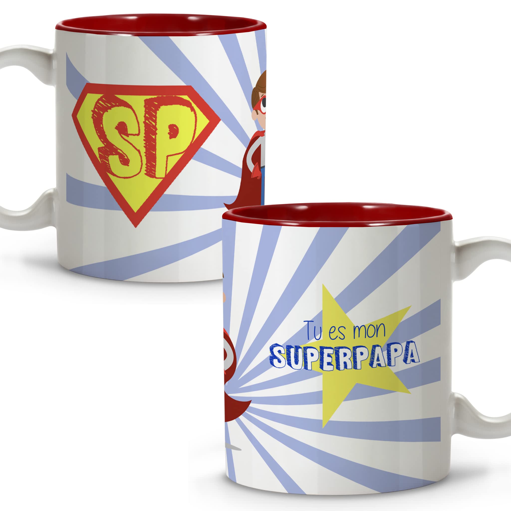 LolaPix Mug Best Father. Dad Mug. Original Breakfast Mugs. Ceramic Mug 330 ml. Gifts with Phrases. Supér Papa FR