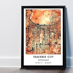 Traverse City Map Poster, Michigan Map Art