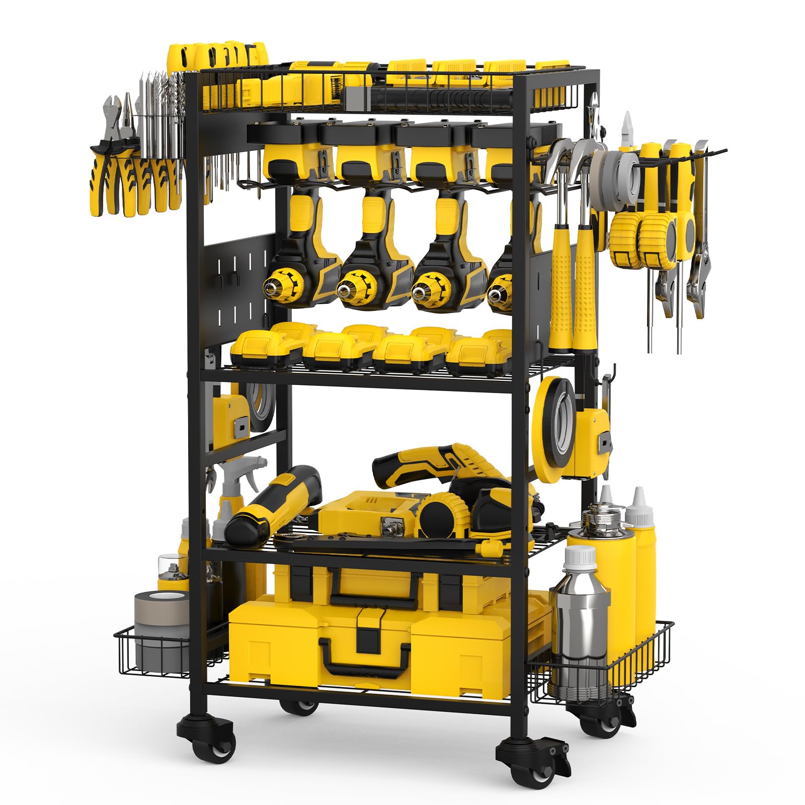 Photo 1 of 5 Layers Power Tool Organizer Cart Fathers Day for Dad Heavy Duty with 4 Drill Holder, Rolling Tool Cart on Wheels, Garage Storage Cart with Drill Set Rack Anniversary for Men