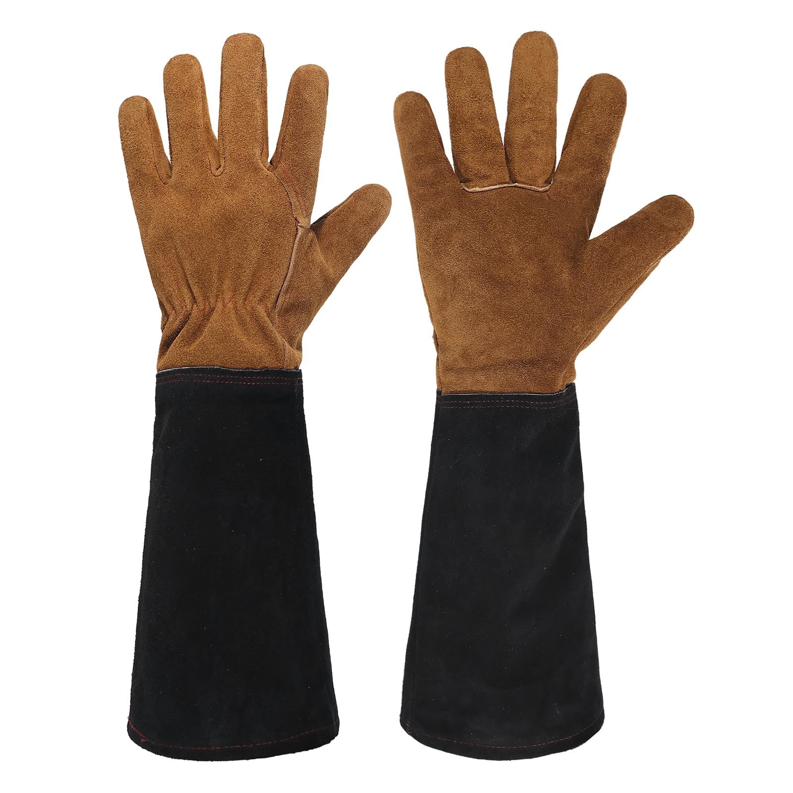 HANDLANDY Gardening Gloves for Men Women, Thorn Proof Rose Pruning Leather Long Sleeve Garden Yard Gauntlet, Best Gardener Gift (Caramel Brown, M) — image 1
