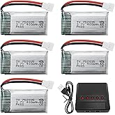 5PCS 3.7V 400mAh High Rate Lithium Battery + 5 in 1 Charger for Hubsan H107C H107L SYMA Q11 X11C HS170C F180C TOZO Q2020 E016