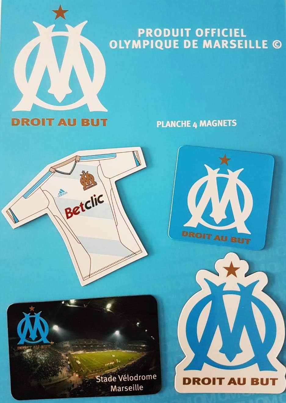 Olympique de MarseilleSet of 4 Magnets Olympic de Marseilles Jersey - Velodrome Stadium - Crest