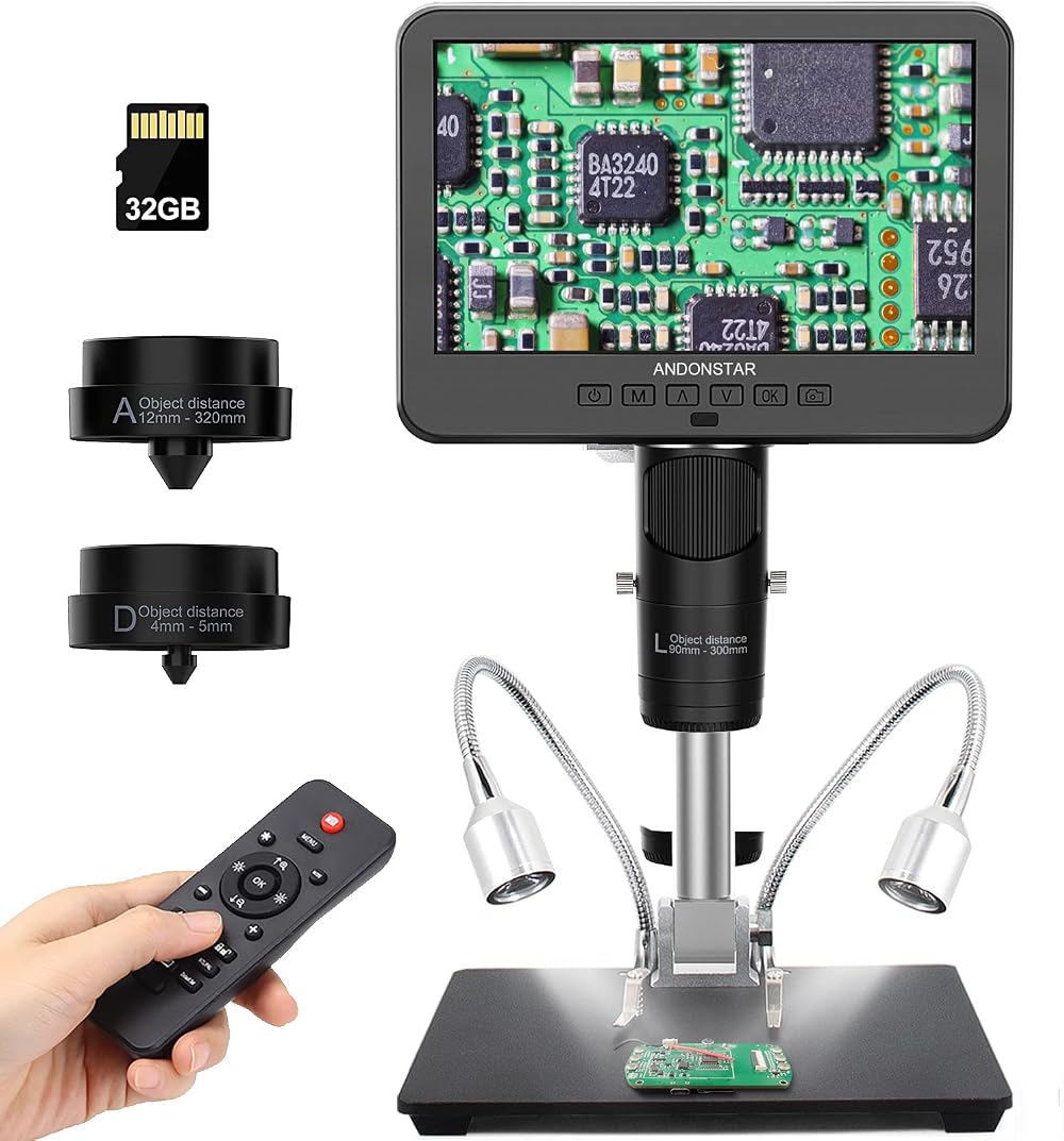 Andonstar AD246S-M HDMI Digital Microscope 2000x 7in LCD 3 Lenses UHD 2160P