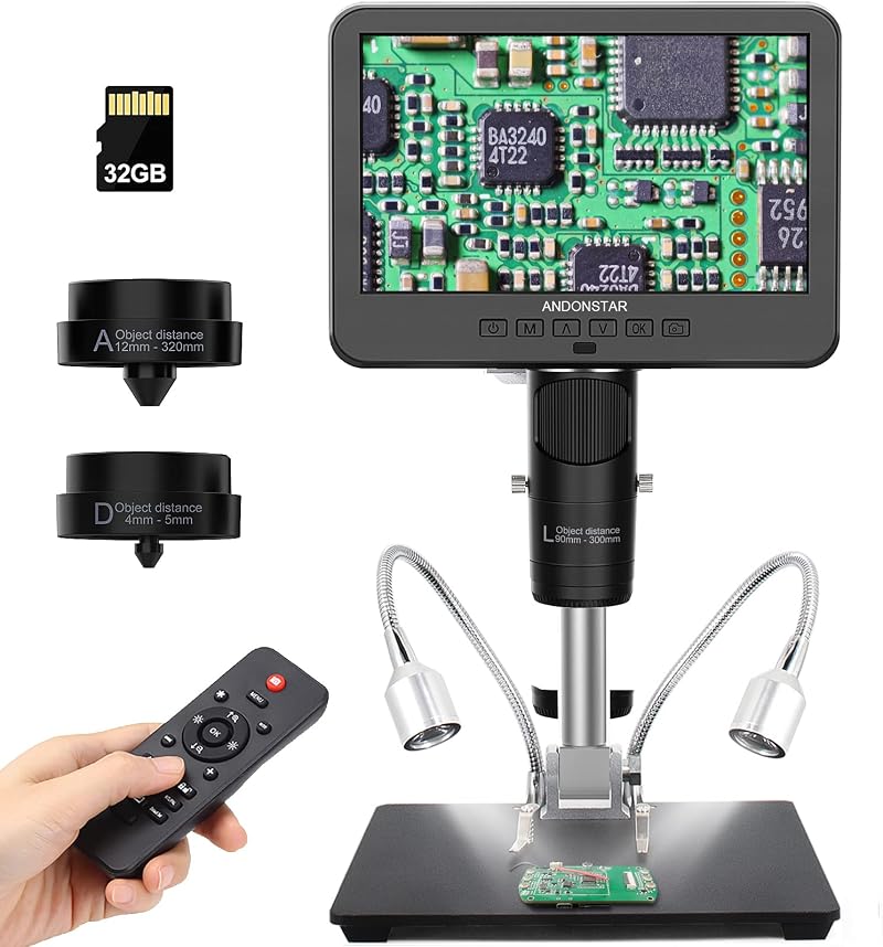Andonstar AD246S-M HDMI Digital Microscope 2000x 7in LCD 3 Lenses UHD 2160P