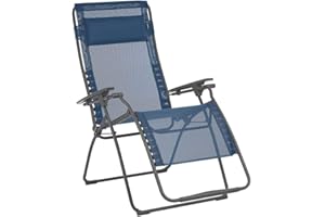 Lafuma Futura XL Zero Gravity Patio Recliner (Ocean Blue Batyline Canvas) Extra Large Outdoor Folding Lounge Chair, Blue (Ocean), One Size