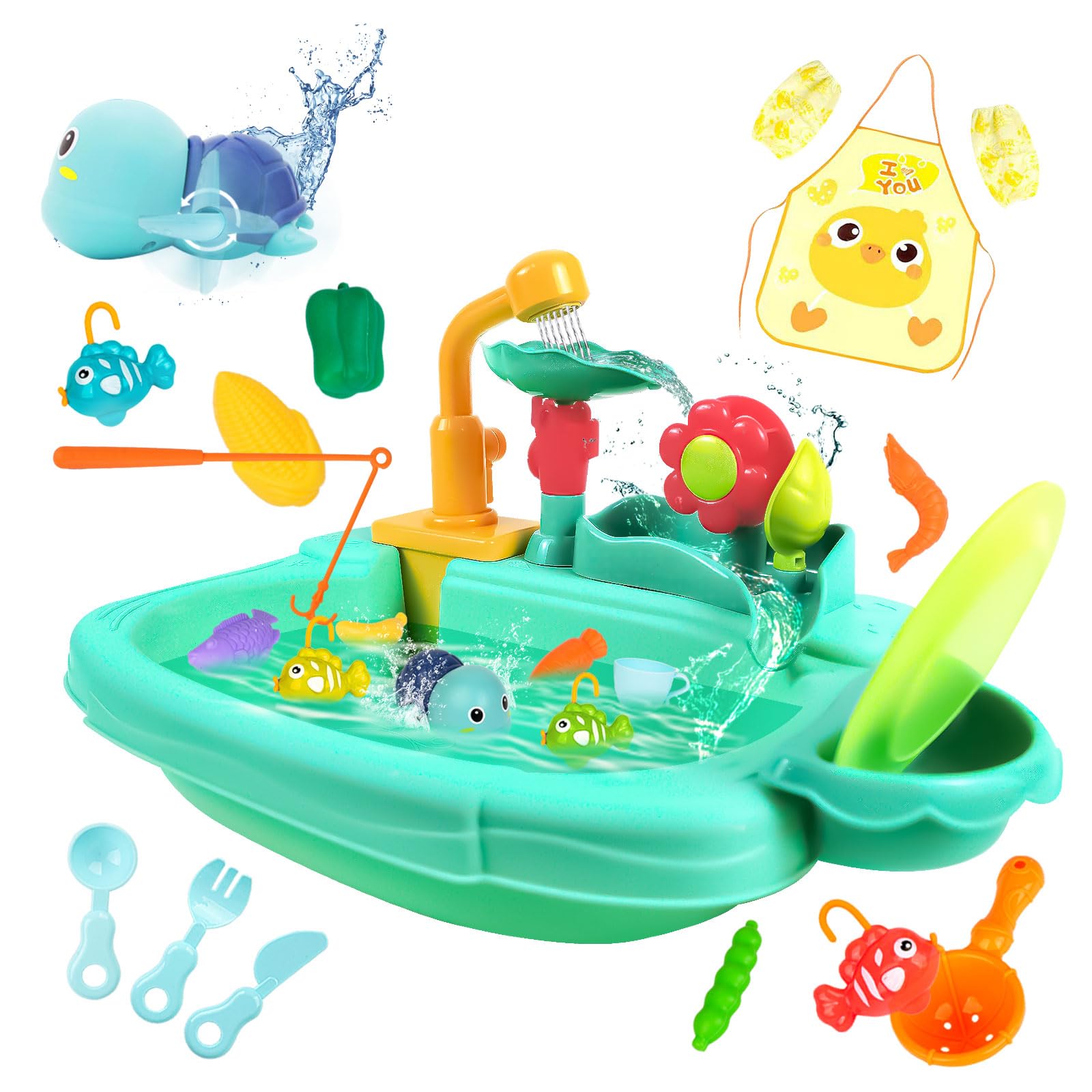 Photo 1 of STBEIMEIMY Kids Play Sink with Running Water, Mini Water Table, Water Toys, Upgraded Faucet and Play Dishes, Children Electric Dishwasher Playing Toy, Kitchen Sensory Toy Sets for Girls and Boys