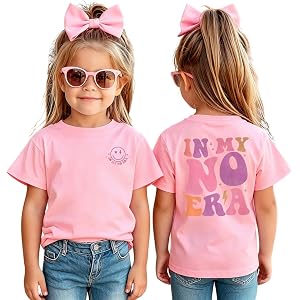 Ritatte Toddler Girls in My No Era Shirt Cute Smile Face Graphic Tee Retro Groovy Bubble Letter T-Shirt Casual Summer Top