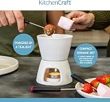KitchenCraft Chocolate Fondue Set with Four Forks Tealight Ceramic Bowl and view 6