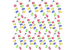 AMENON 14 Pack Christmas LED Light Up Bulb Necklaces New Year Eve Holiday Accessories Party Favors for Men Women, Christmas Decoration Funny Party Supplies