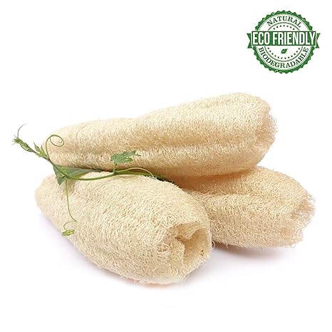 jeoga Natural loofah Scrubber for bathing big size 8 to 10 inch made with natural Ridge Guard Fiber Pack of 3