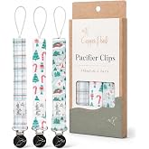 Copper Pearl 3-Pack Pacifier Holders: Premium Knit Binky Clips for Baby Girls and Boys - Stylish Stainless Steel Design for Secure No-Drop Attachment - Nicholas