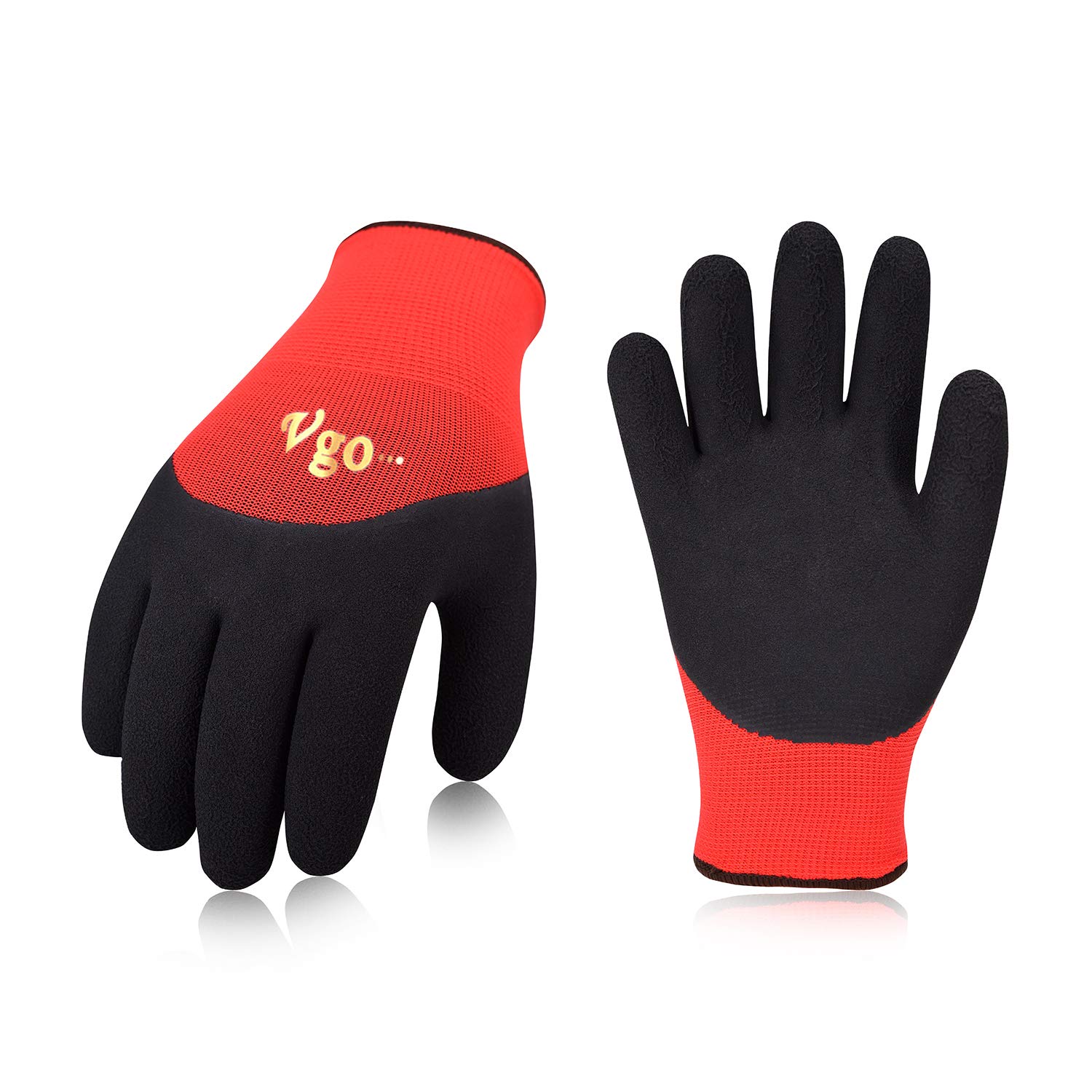 Vgo 5Pairs Freezer Winter Work Gloves, Double Lining Textured Rubber