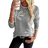 Sweaters for Women Snowflake Crewneck Long Sleeve Loose Fit Sweater Casual Color Block Knitted Pullover Tops