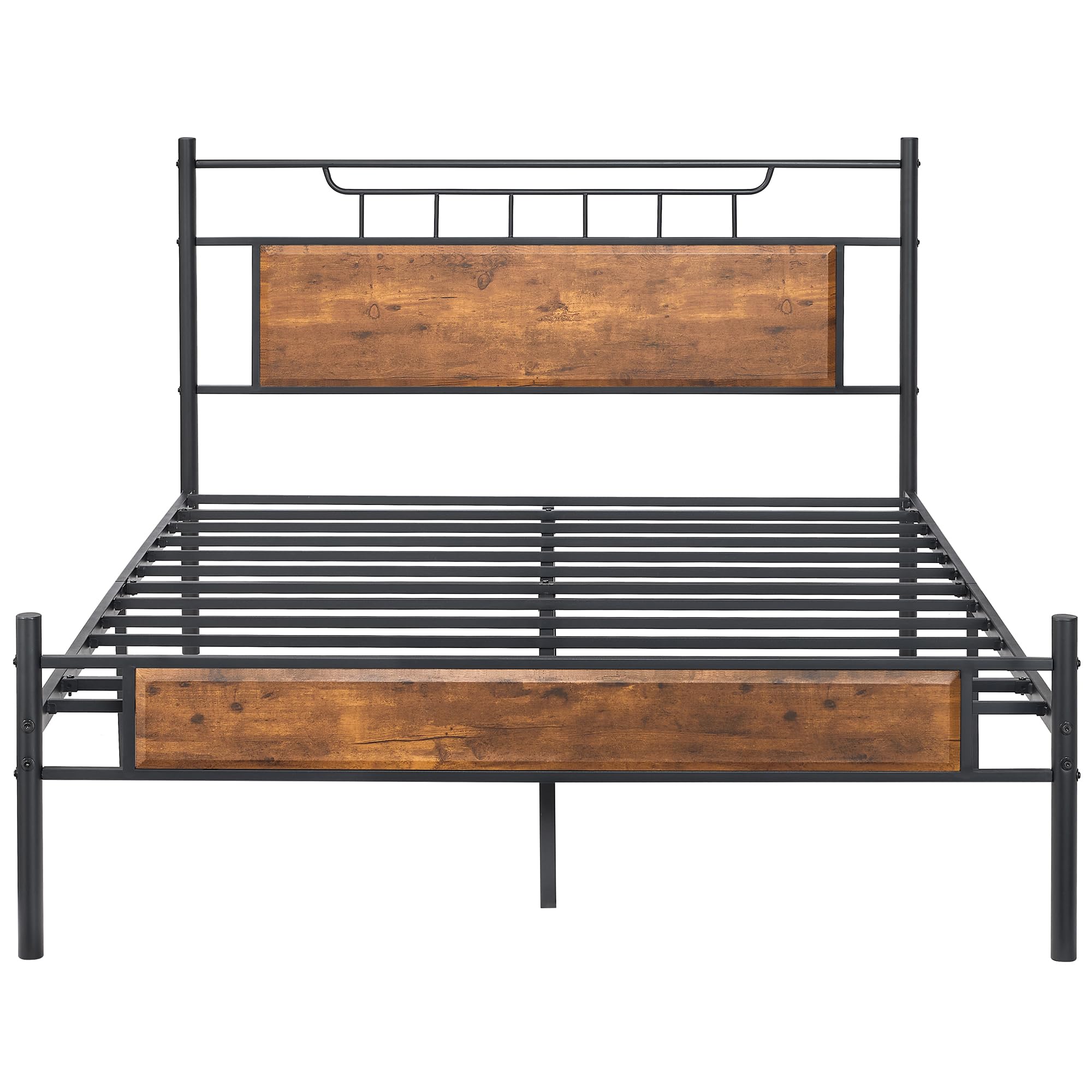 Photo 1 of ** USED/ NCLUDED MANUAL AND HARDWARE** VECELO Queen Size Platform Bed Frame with Wood Headboard/Mattress Foundation/Premium Steel Slats Support/No Box Spring Needed,Brown(Crown)