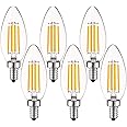 LUXRITE Vintage Candelabra LED Bulb 60W Equivalent, 550 Lumens, 2700K Warm White, LED Chandelier Light Bulbs 5W, Dimmable, Clear Glass, Filament LED Candle Bulbs, UL Listed, E12 Base (6 Pack)