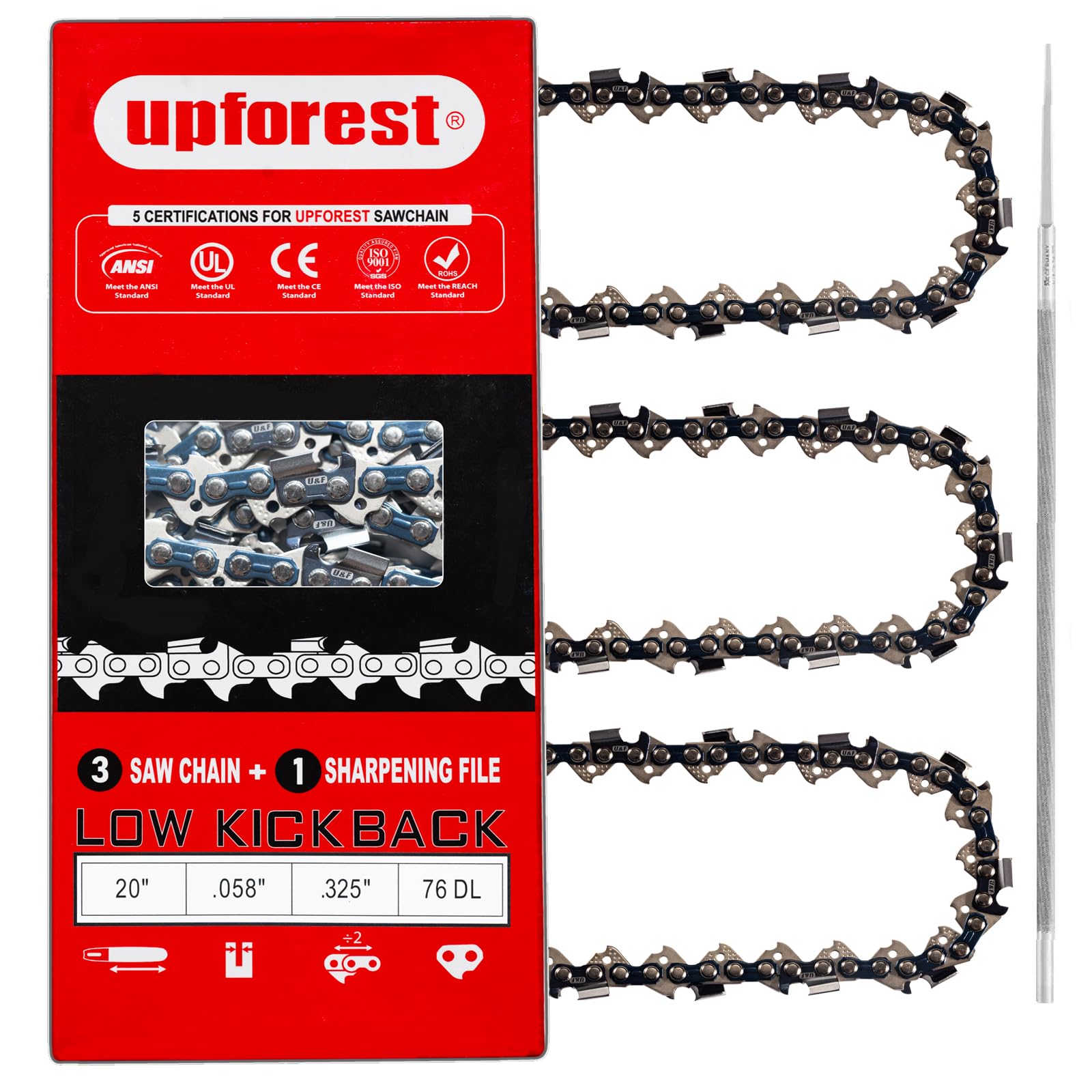 20 Inch Chainsaw Chain for Blue Max 53543, 52209, 8901, 8902 Chainsaw Oregon 21LPX076G 3-Pack (21MOPX76) Image