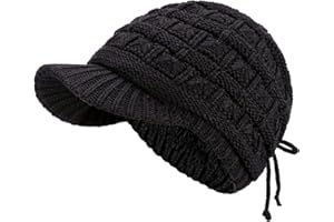 BE YOUR OWN STYLE BYOS Womens Winter Chic Cable Warm Fleece Lined Crochet Knit Hat W/Visor Newsboy Cabbie Cap
