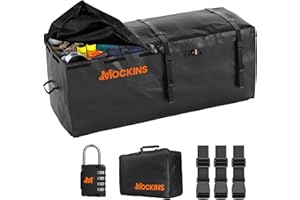 Mockins 16 CuFt Trailer Hitch Cargo Carrier Bag | 58"x20"x24" Durable Vinyl Cargo Bag for Hitch Carrier | Waterproof Truck Bed Storage Set w/Straps & Lock | Weatherproof Vehicle Soft Shell Carriers