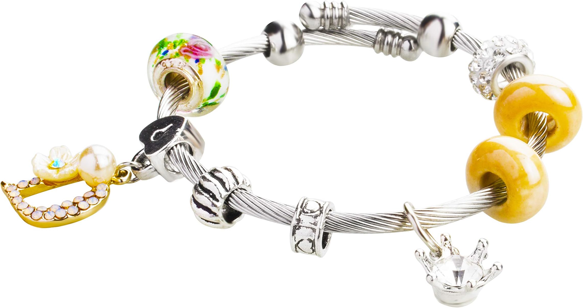 Multicolour Sterling Silver Plated Charms Bracelet for Women