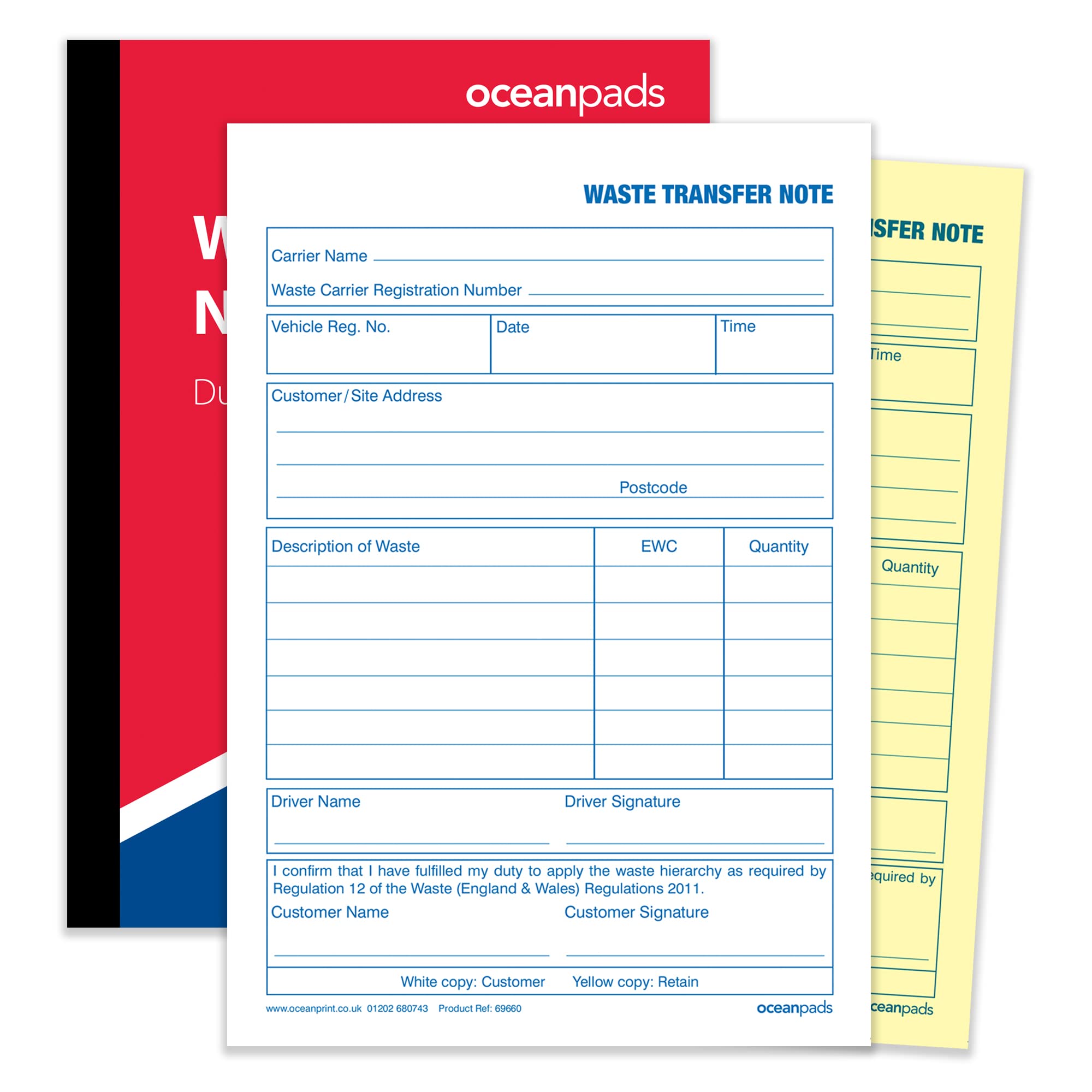 Ocean Pads Waste Transfer Note, A5, Duplicate (69660)