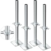 Fixirons 4 Pack 17" Hollow Heavy-Duty Adjustable Scaffold Leveling Jack | With Base Plate, Galvanized Steel Screw Jack Baker Style Scaffolding for Construction, Bridges &amp; Uneven Ground