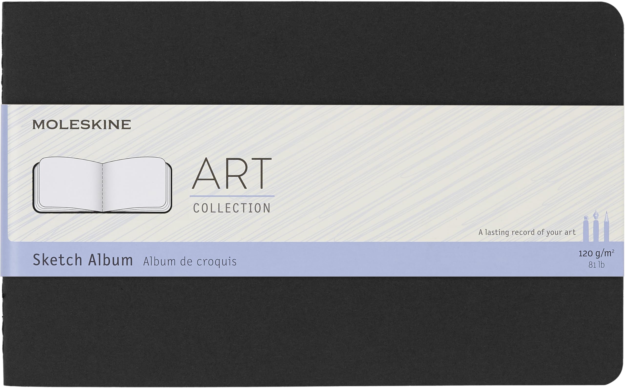 Moleskine Art Plus Sketchbook, Large, Plain, Black