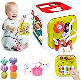 IMAXTOP Baby Activity Cube, Sensory Montessori Toys for 1 Year Old Girls Boys, Shape Sorter with Baby Blocks, Birthday Gift Baby Learning Toys for 6+ Months