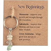 Habbiful Natural Crystals Keychain for New Beginnings, Inspirational Healing Stones Keychain Good Luck Charms Gifts for Women Bag Purse (E)