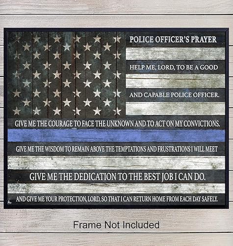 Amazon Com Police Officer Prayer Thin Blue Line Flag Typography