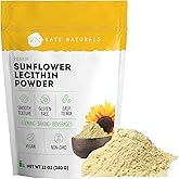 Kate Naturals Sunflower Lecithin Powder for Baking Bread, Gummies, Cooking. Lecithin Supplement for Clogged Milk Ducts. Substitute for Soy Lecithin Powder (12oz, Non-GMO)
