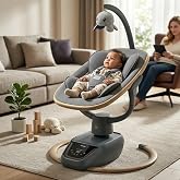 Trimigo Electric Baby Swing for Infant to Toddler,Newborn &amp;Infant Swing | 180&deg; Adjustable, Remote, 5-Modes, 4-Speed, 3-Seat Height, 8 Melody. swing for newborns &amp; toddlers, soft seat.Wood Tone