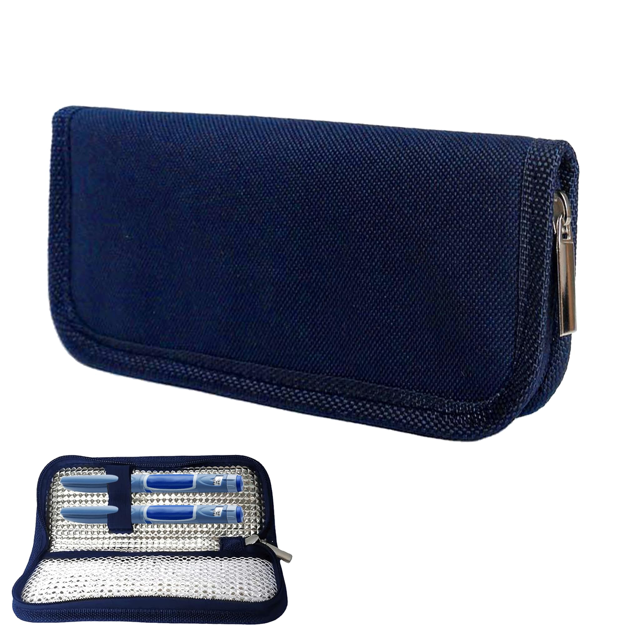 MEKEET 1PCS Insulin Pen Case Portable Insulin Cooler Travel Case Diabetic Patient Organizer Medical Travel Insulin Case Medicine Cool Bag for Insulin Pen and Diabetic Supplies (Navy Blue)