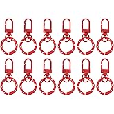 PATIKIL 12 Pcs Lobster Claw Clasp, Colorful Metal Keychain Clasp Swivel Hooks with Spring Key Rings Trigger Clips for Bag Door Key Chains DIY Craft Jewelry Making, Dots Red