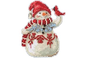Snowman with Cardinal Counted Cross Stitch Ornament Kit Mill Hill 2019 Jim Shore JS201914