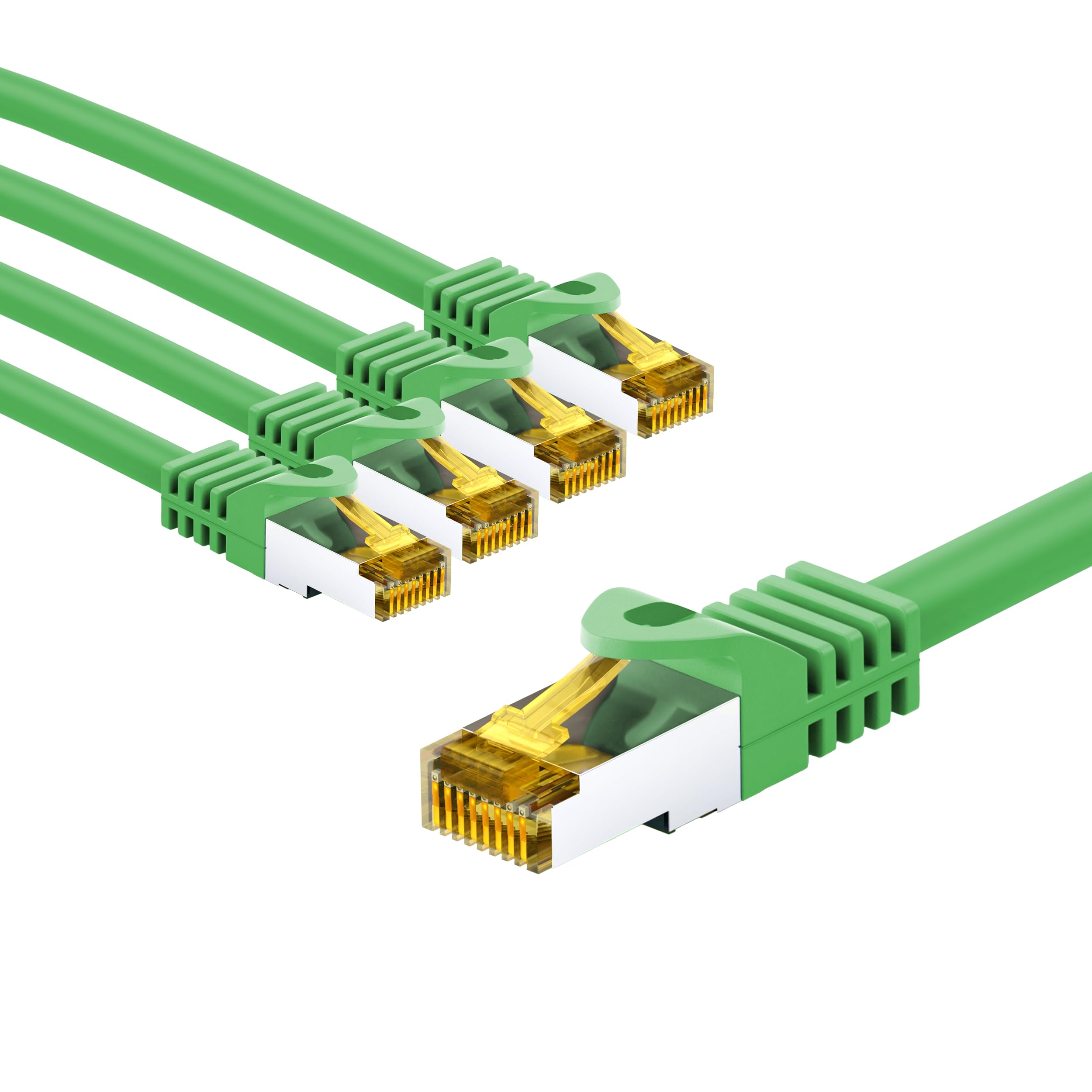Goobay 66099 CAT7 Network Cable Set of 5/Patch Cable Shielded S/FTP/CU Ethernet Cable, PiMF, LSZH/Cat 7 Cable with 10 Gbits/Green / 5x 5m