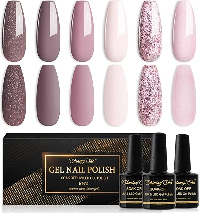 Shining She 6 Color Nail Gel Polish Set 8ml Soak Off UV LED Long Lasting