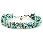 CRYSTALIS Natural Turquoise Beads Braided Rope Bracelet, Chips Nuggets Beaded Gemstones, Chakra Healing Stones, Gift Giving Womens Jewelry, 925 Sterling Silver Bracelet 8 inch