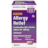 HealthCareAisle Allergy Relief - Fexofenadine Hydrochloride Tablets USP, 180 mg – 180 Tablets – Allergy Medication, Non-Drows